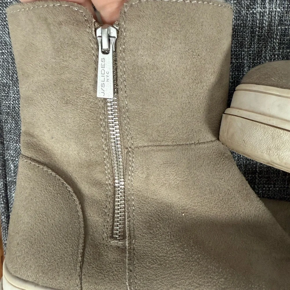 J/Slides Tristan faux fur-lined waterproof suede sneaker boot, Size 7.5